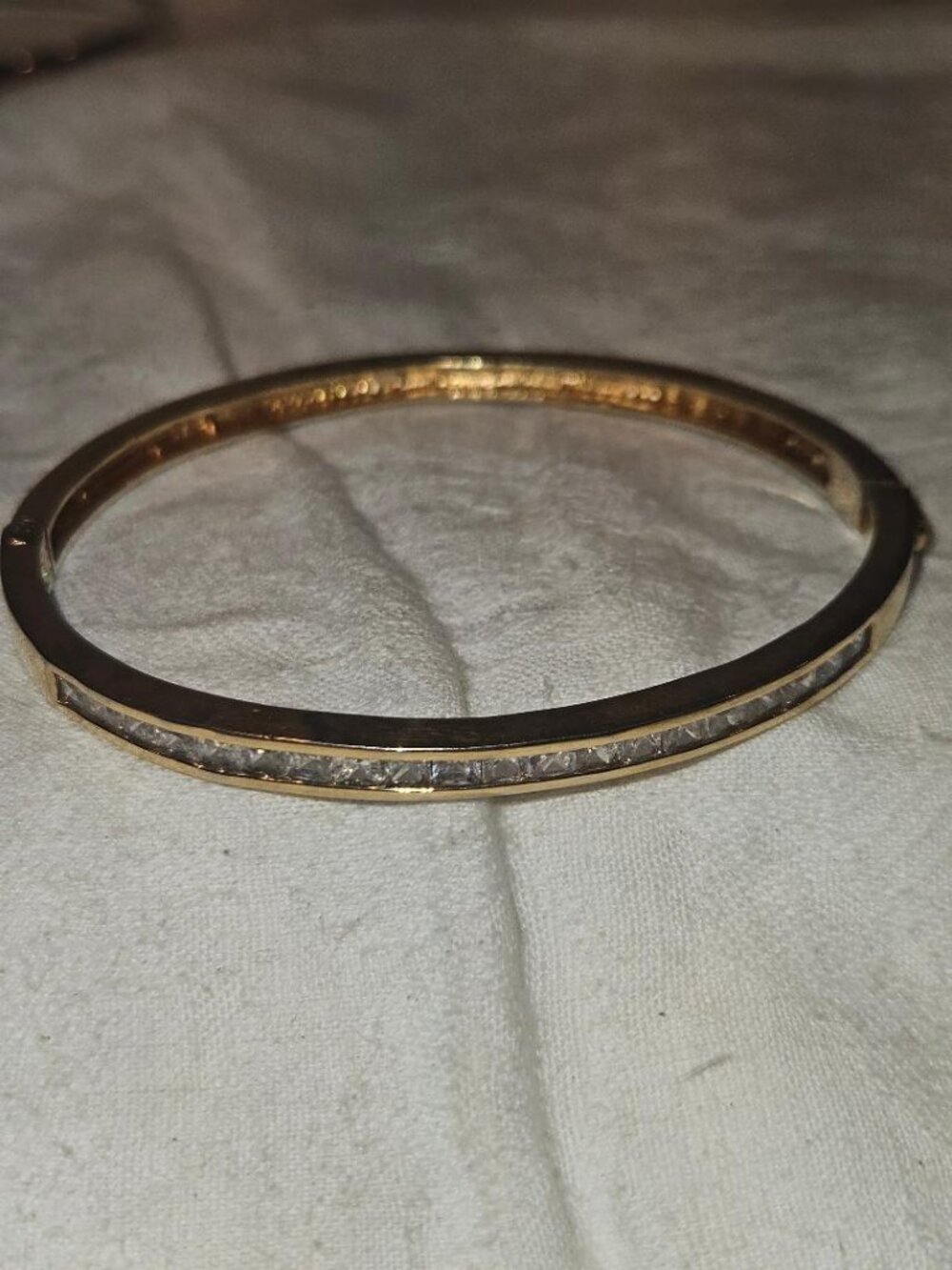 HS DESIGNER Sterling Silver 18K Gold Vermeil Princess Cut Bangle 15.4g
